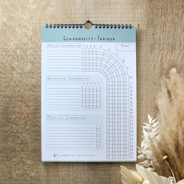 Gewohnheitstrainer | Habit tracker | Gewohnheiten-Trainer | Gewohnheiten ändern | Kalender 12 Monate | DIN A4 Kalender | Habittracker