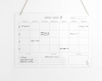 Family planner A3 acrylic | Acrylic planner | Weekly planner for the family | Wall calendar | Our week calendar | wipeable | DIN A3