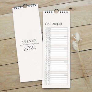 Wandkalender 2024 beige Kalender 24 Planer 24 Streifenkalender 2024 Schlichter Kalender mit Wire-O-Bindung Bild 1