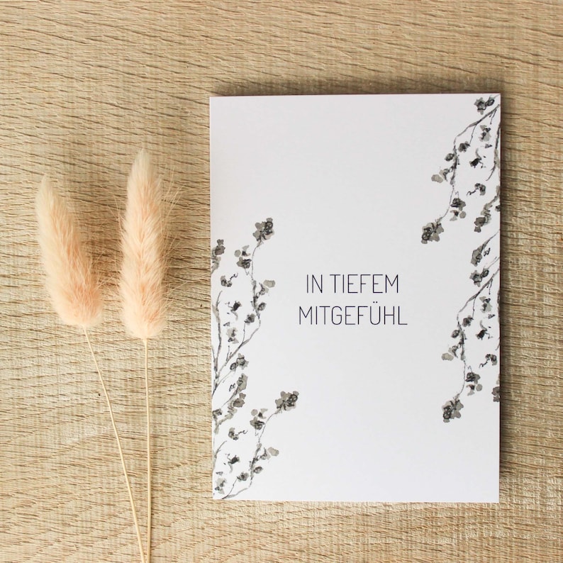 Condolence card DIN A6 Condolence card Folding card mourning card In deep compassion Card to