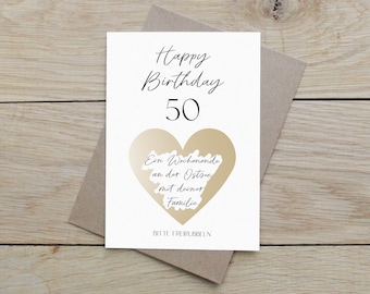 50th birthday scratch card | Gift card 50th birthday | Surprise card for the 50th birthday to scratch off | DIN A6