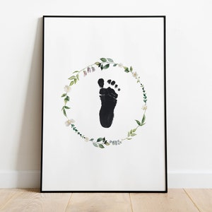 Fußabdruckposter | Poster Babyfußabdruck | Geburtsposter Fußabdruck | Babyzimmer | DIN A4