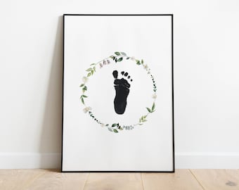 Footprint Poster | Poster Baby Footprint | Birth Poster Footprint | Baby room | DIN A4