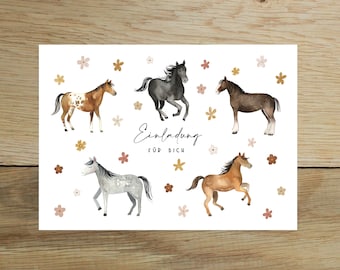 5x / 10x Children's Birthday Invitation Cards | Invitation for Children | Children's Birthday Invitation with Horses | Horse Invitation | DIN A6