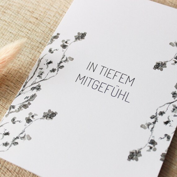 Condolence card DIN A6 Condolence card Folding card mourning card In deep compassion Card to