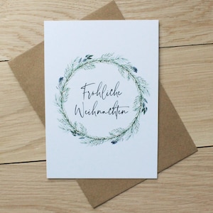 Weihnachtskarte "Fröhliche Weihnachten" | Weihnachtskranz | Postkarte zu Weihnachten | Weihnachtsgruß | Weihnachtszeit