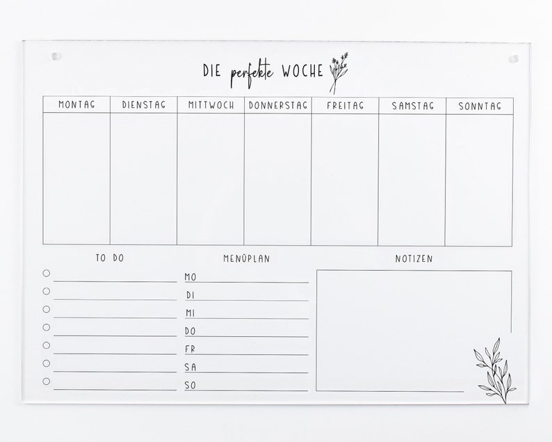 Weekly planner A3 acrylic Wall planner for the week can be wiped clean Wall calendar To Do List Menu planner Acrylic glass image 5