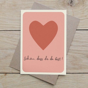 Babykaart "Leuk dat je er bent" DIN A6 in rood + envelop | Geboortekaart | Wenskaart Geboorte | Gefeliciteerd Baby