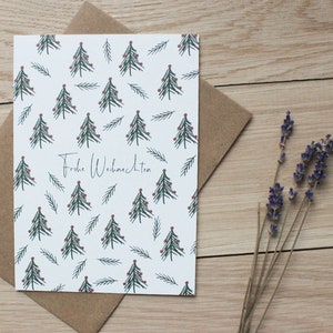 Weihnachtskarte [Frohe Weihnachten], Tannenbaum, Weihnachtsbaum, Postkarte mit Umschlag