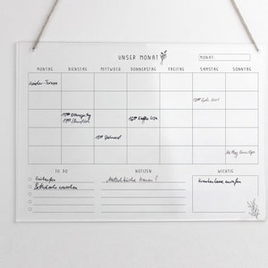 Monthly planner "Our month" A3 acrylic | Monthly Calendar | Erasable Wall Planner for the Month | Wall calendar undated | To Do List |Acrylic Glass