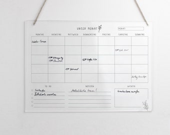 Monthly planner "Our Month" A3 acrylic | Monthly calendar | Wipeable wall planner | Undated wall calendar | To-do list | Acrylic glass