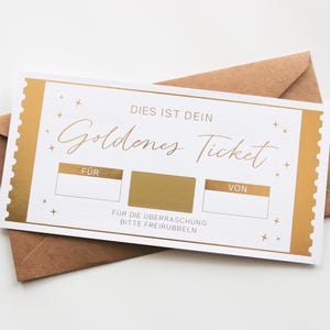 Biglietto d'oro | Gratta e vinci voucher | Regalo a sorpresa | Carta voucher personalizzata | Voucher da compilare autonomamente con i gratta e vinci