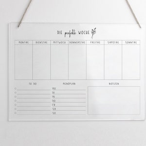 Weekly planner A3 acrylic Wall planner for the week can be wiped clean Wall calendar To Do List Menu planner Acrylic glass image 2