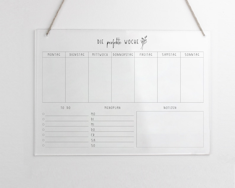 Weekly planner A3 acrylic Wall planner for the week can be wiped clean Wall calendar To Do List Menu planner Acrylic glass image 2