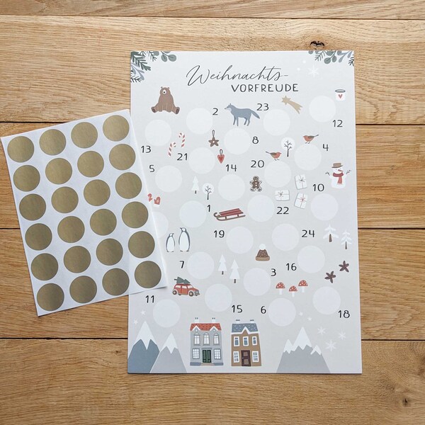 Adventskalender zum Rubbeln | DIY Adventskalender für Kinder | Rubbellos Adventskalender | Last Minute Adventskalender | DIN A4