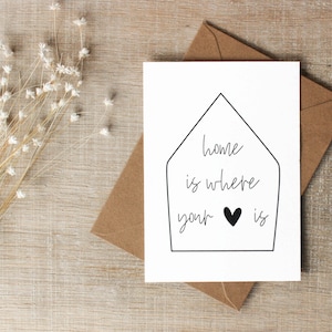 Postkarte zum Einzug / Umzug | "home is where your heart is"