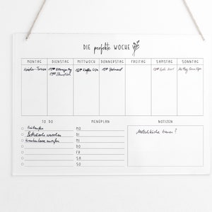 Weekly planner A3 acrylic | Wall planner for the week can be wiped clean | Wall calendar | To Do List | Menu planner | Acrylic glass