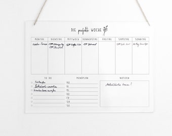 Weekly Planner A3 Acrylic | Wipeable Wall Planner for the Week | Wall Calendar | To-Do List | Meal Planner | Acrylic Glass