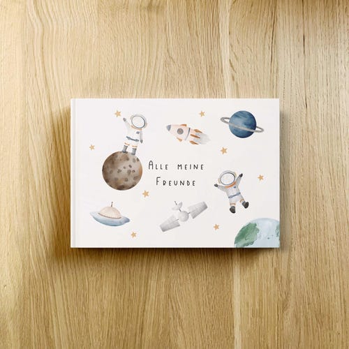 Libro de amistad con temática espacial para niños | Álbum de amistad con temática espacial | Álbum de recuerdos de astronautas | Libro de amistad A5 | Regalo de regreso a clases | Escuela
