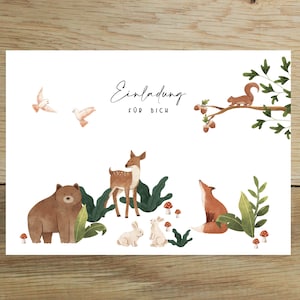 5x / 10x children's birthday invitation cards | Invitation for children | Children's birthday invitation with forest animals | Invitation forest animals | A6