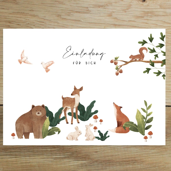 5x / 10x Children's Birthday Invitation Cards | Invitation for Children | Children's Birthday Party - Invitation with Forest Animals | Invitation Forest Animals | A6