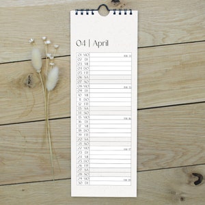 Wandkalender 2024 beige Kalender 24 Planer 24 Streifenkalender 2024 Schlichter Kalender mit Wire-O-Bindung Bild 2