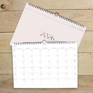 Monatskalender 2026 | Wandkalender 2026 | Minimalistischeer Kalender mit Wire-O Bindung | DIN A4 Querformat