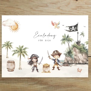 5x / 10x tarjetas de invitación piratas para cumpleaños infantiles | Invitación para niños | Invitación con piratas | Invitación pirata | DIN A6