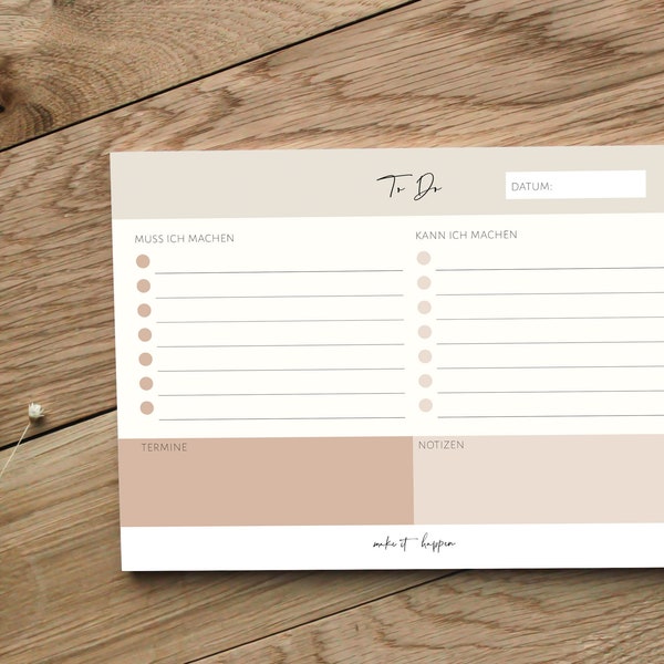 To Do Pad DIN A5 - 50 Sheets | task pad | Notepad | Office | home office | Daily Planner | weekly planner