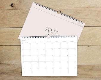 Monthly calendar 2027 | Wall calendar 2027 | Minimalist calendar with wire-o binding | DIN A4 landscape format