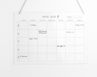 Family planner A3 acrylic for 5 | Acrylic planner | Weekly planner for the family | Our weekly family calendar for 5 | wipeable wall calendar