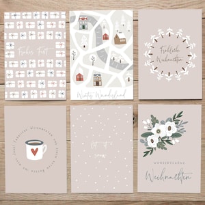 Weihnachtskarten 6er Set | Postkarten zu Weihnachten | Weihnachtspost | Weihnachtsgrußkarten | Recyclingpapier