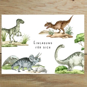 5x / 10x invitación dinosaurio cumpleaños infantil | Invitación de dinosaurio | Invitación de cumpleaños infantil con dinosaurios | Invitaciones de cumpleaños niño | DIN A6