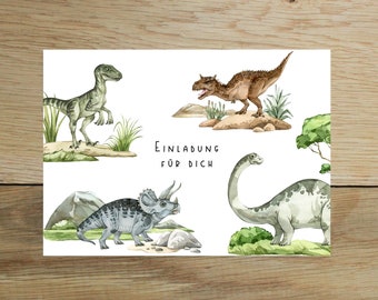 5x / 10x Dino Einladung Kindergeburtstag | Dino-Einladung | Kindergeburtstag - Einladung mit Dinos | Geburtstagseinladungen Junge | DIN A6