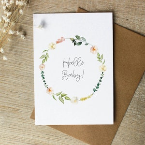 Biglietto di auguri per la nascita di un bambino "Hello Baby" | Biglietto di auguri per la nascita di un bambino | Congratulazioni per il bambino | Regalo di nascita | Biglietto di auguri per la nascita