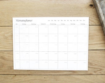 Agenda mensuel DIN A4 | Calendrier non daté | Planification mensuelle
