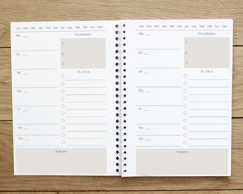 Wochenplaner Home Office Planer Wochenübersicht Notizblock Termin & To-Do-Liste Weekly Planner Spiralbindung DIN A5 Bild 2