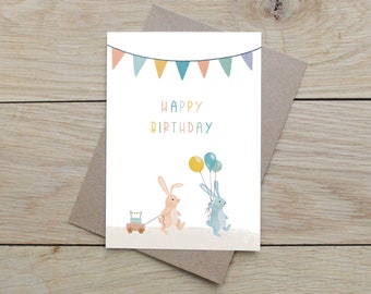 Birthday card for children | with kraft paper envelope | DIN A6 | Card for children's birthday | Birthday card