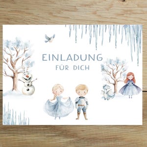 5x / 10x Elsa Einladungskarten Kindergeburtstag | Elsa Einladung für Kinder | Kindergeburtstag - Einladung mit Olaf | Elsa-Einladung |DIN A6