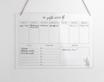 Weekly Planner A4 Acrylic | Wipeable Wall Planner for the Week | Wall Calendar | To-Do List | Meal Planner | Acrylic Glass