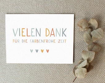 2er Set Vielen Dank für die farbenfrohe Zeit | Abschiedskarte Erzieherin | Kindergarten Kita Abschiedsgeschenk | Dankeschön Karte | DIN A6