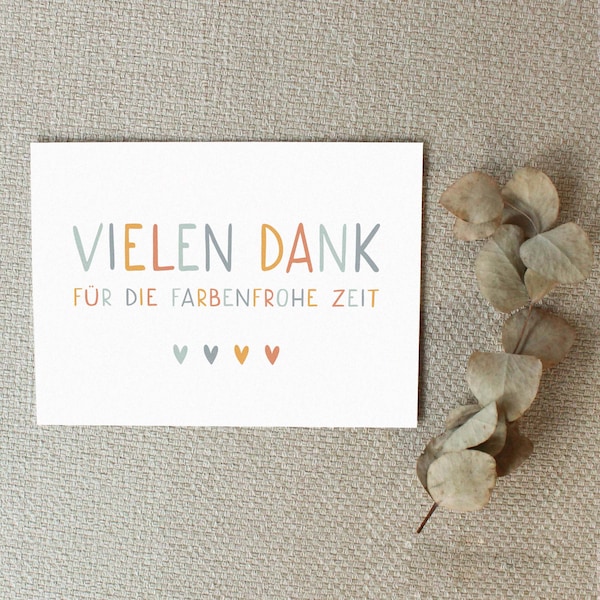 2er Set Vielen Dank für die farbenfrohe Zeit | Abschiedskarte Erzieherin | Kindergarten Kita Abschiedsgeschenk | Dankeschön Karte | DIN A6