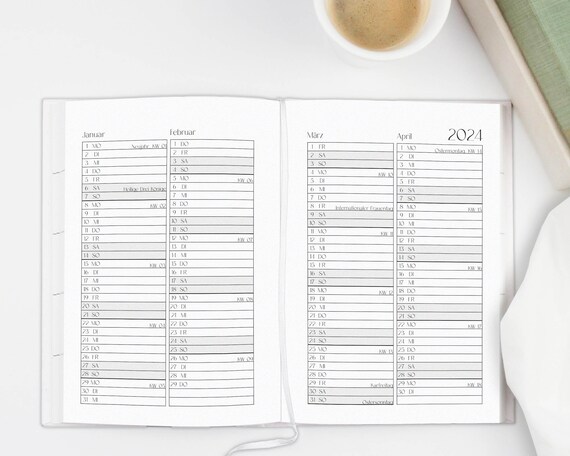 Calendar 2024 Annual Planner 24 Pocket Calendar Appointment Calendar  Calendar Book Study Planner Weekly Planner Hardcover DIN A5 - Etsy