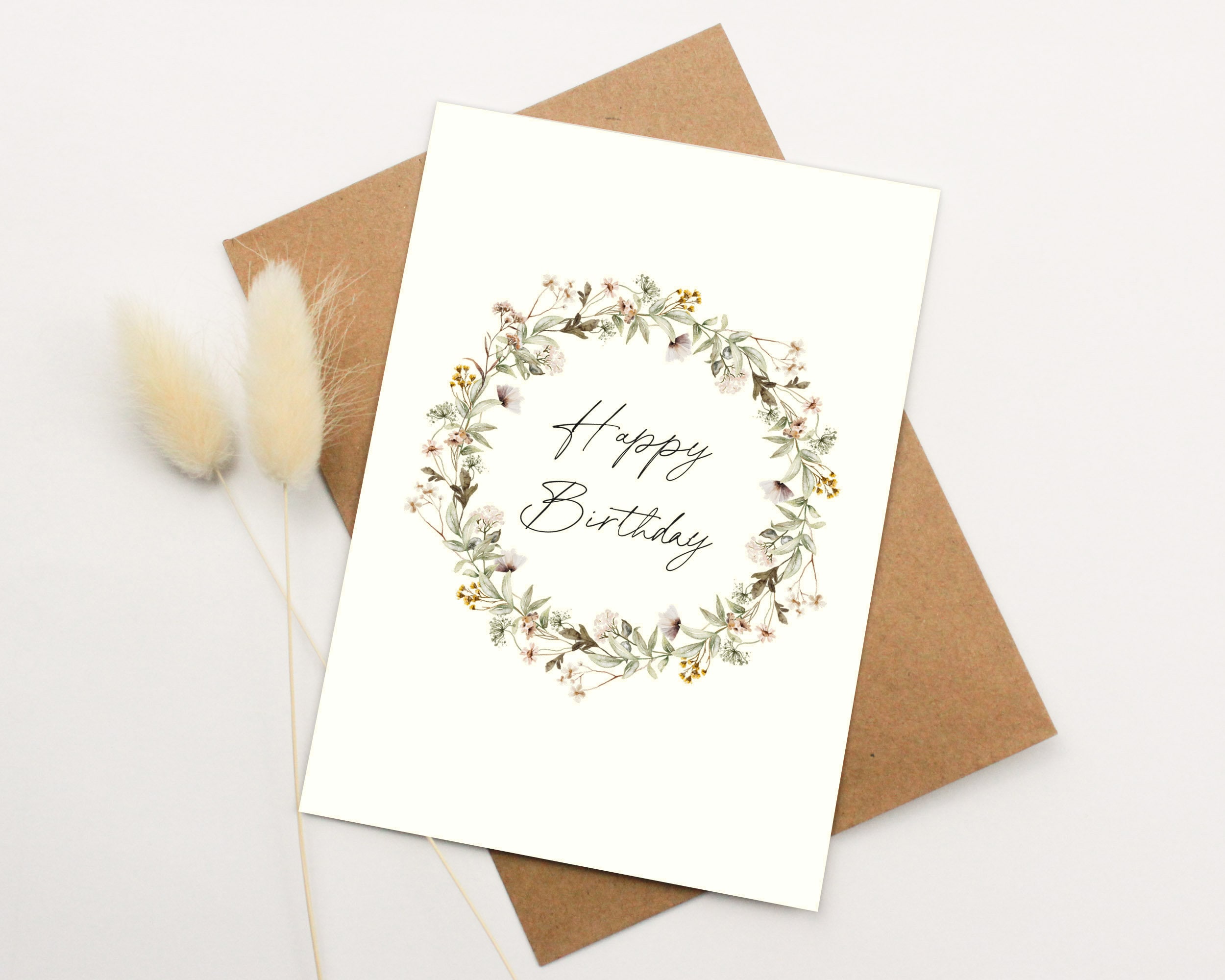Elegante Geburtstagskarte 'Happy Birthday' – DIN A6 Mit Floralem Gold-Design Inkl. Umschlag