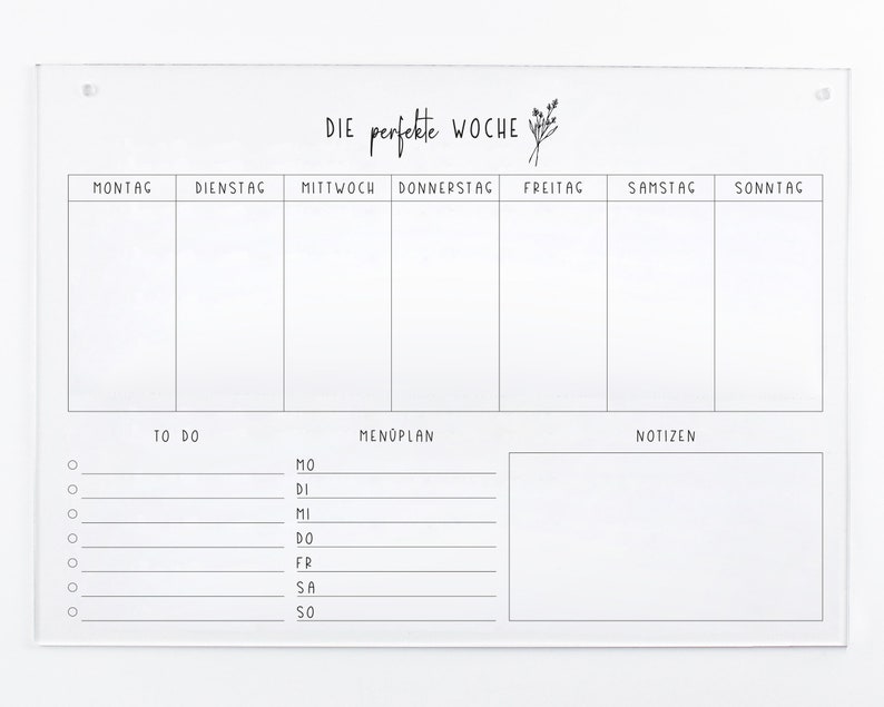 Weekly planner A3 acrylic Wall planner for the week can be wiped clean Wall calendar To Do List Menu planner Acrylic glass image 4