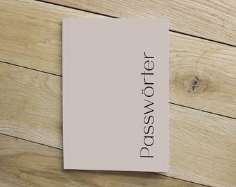 Password book DIN A5 | Book for passwords | Softcover with 64 pages | with table of contents | Space for 177 passwords