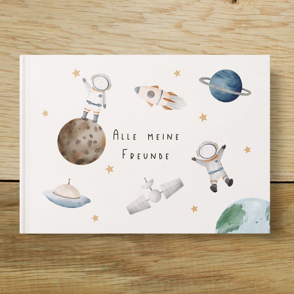 Friends book space for children | Friends album space | Memory album astronaut | A5 friendship book | School Enrollment Gift | School