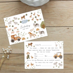5x / 10x Boerderijuitnodigingskaarten voor kinderfeestjes | Uitnodigingen voor kinderen | Uitnodigingen met dieren | Boerderijuitnodigingen | DIN A6 afbeelding 4