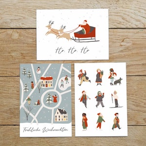 3er Set Weihnachtskarten | Fröhliche Weihnachten | Ho Ho Ho | Postkartenset Weihnachten | Weihnachtsgruß | Weihnachtspost | DIN A6