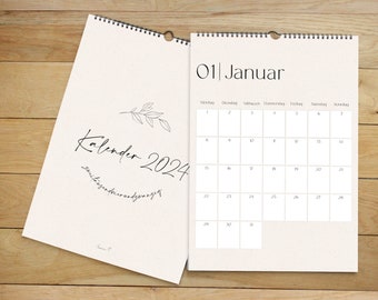 Wandkalender 2024 - DIN A3 | Großer moderner Monatsplaner | Kalender 23 mit Spiralbindung